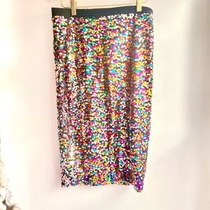 Rainbow multicolour sequin skirt